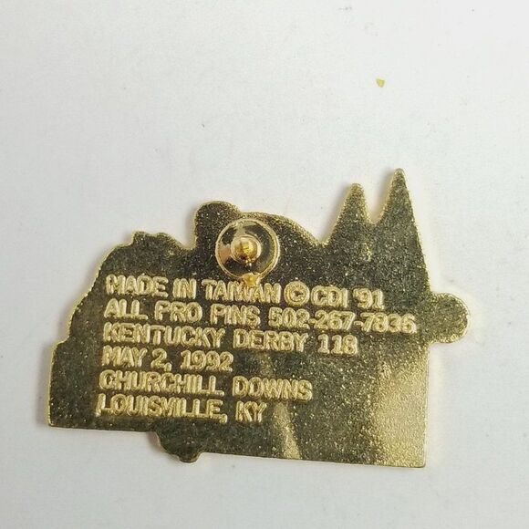 Vintage 1992 Kentucky Derby Enamel Pin, Lil E Tee Winner, 90s Brooch, Estate - Picture 4 of 5